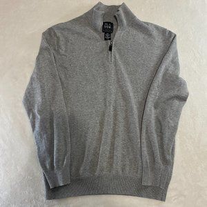 Jos A Bank Sweater Gray Traveler Pima Cotton 1/4 Zip Mock Neck Men’s Small